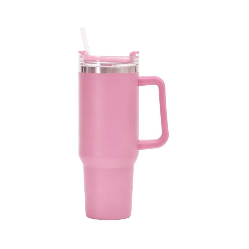 40Oz Straw Coffee Insulation Cup with Handle Portable Car Stainless Steel Water Bottle Largecapacity Travel BPA Free Thermal Mug