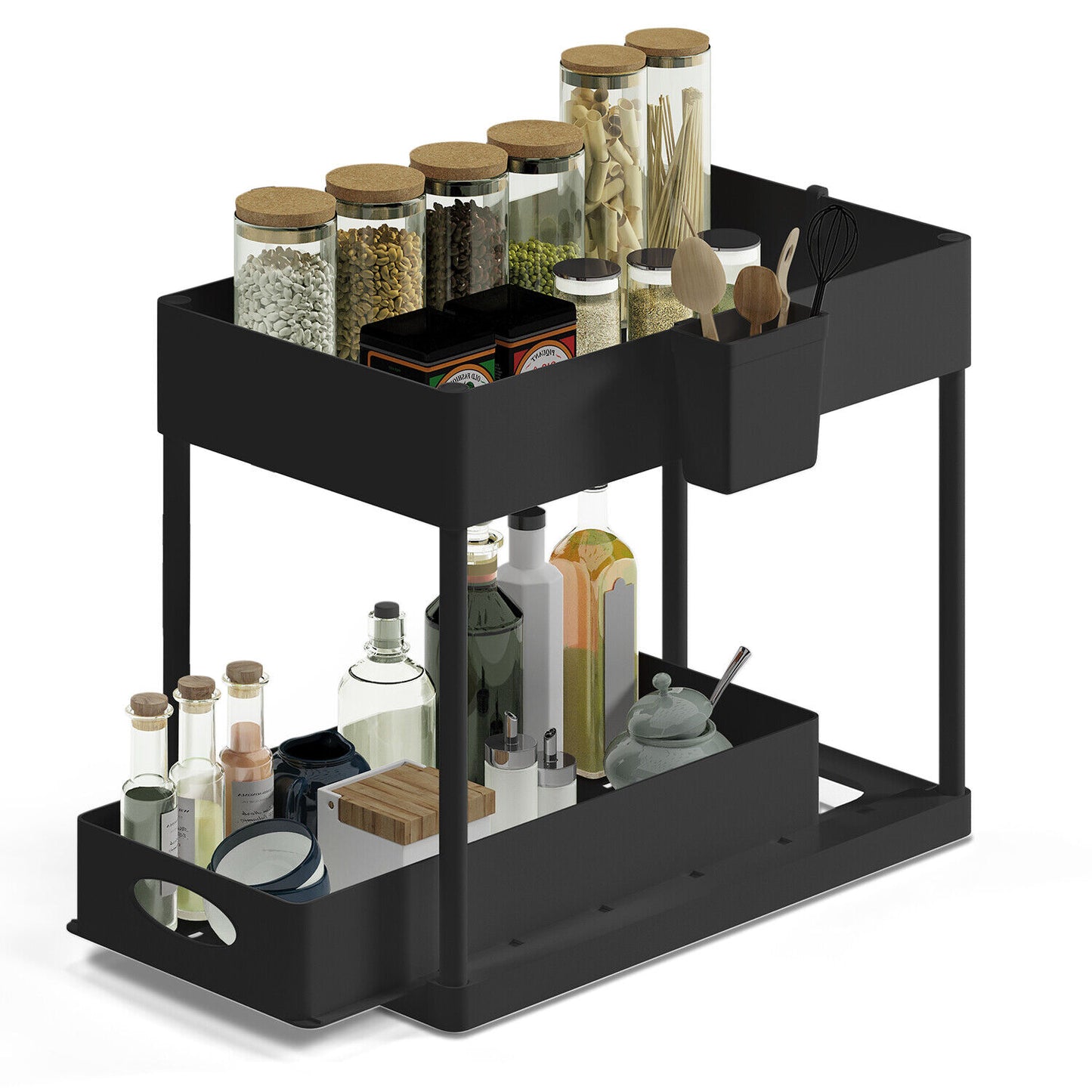 Under Sink Organizer with 2 Tier Sliding Drawers - Bathroom Cabinet Organizer