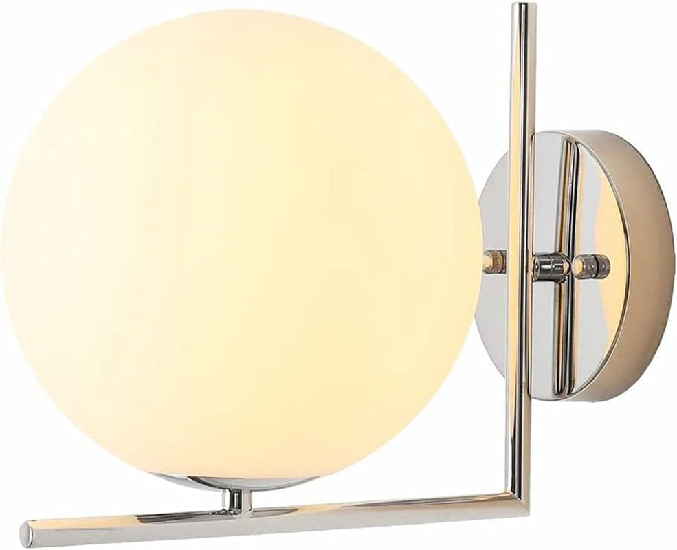 Glass Globe Wall Sconce Chrome Bathroom Wall Sconces Lighting Mid-Century Modern beside Mirror Sconces Wall Lighting Vintage Wall Mount Light for Hallway Bedroom